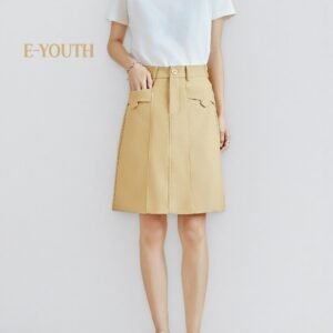 Eyouth 1952 Women skirts Urban Flap Pocket A-Line Skirt