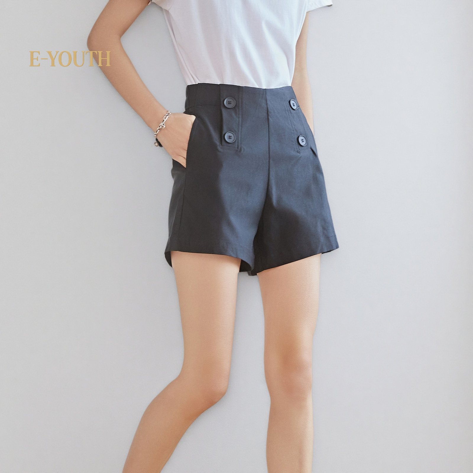 Eyouth 20201 Women Urban Buttoned High-Waist Shorts product detail 7