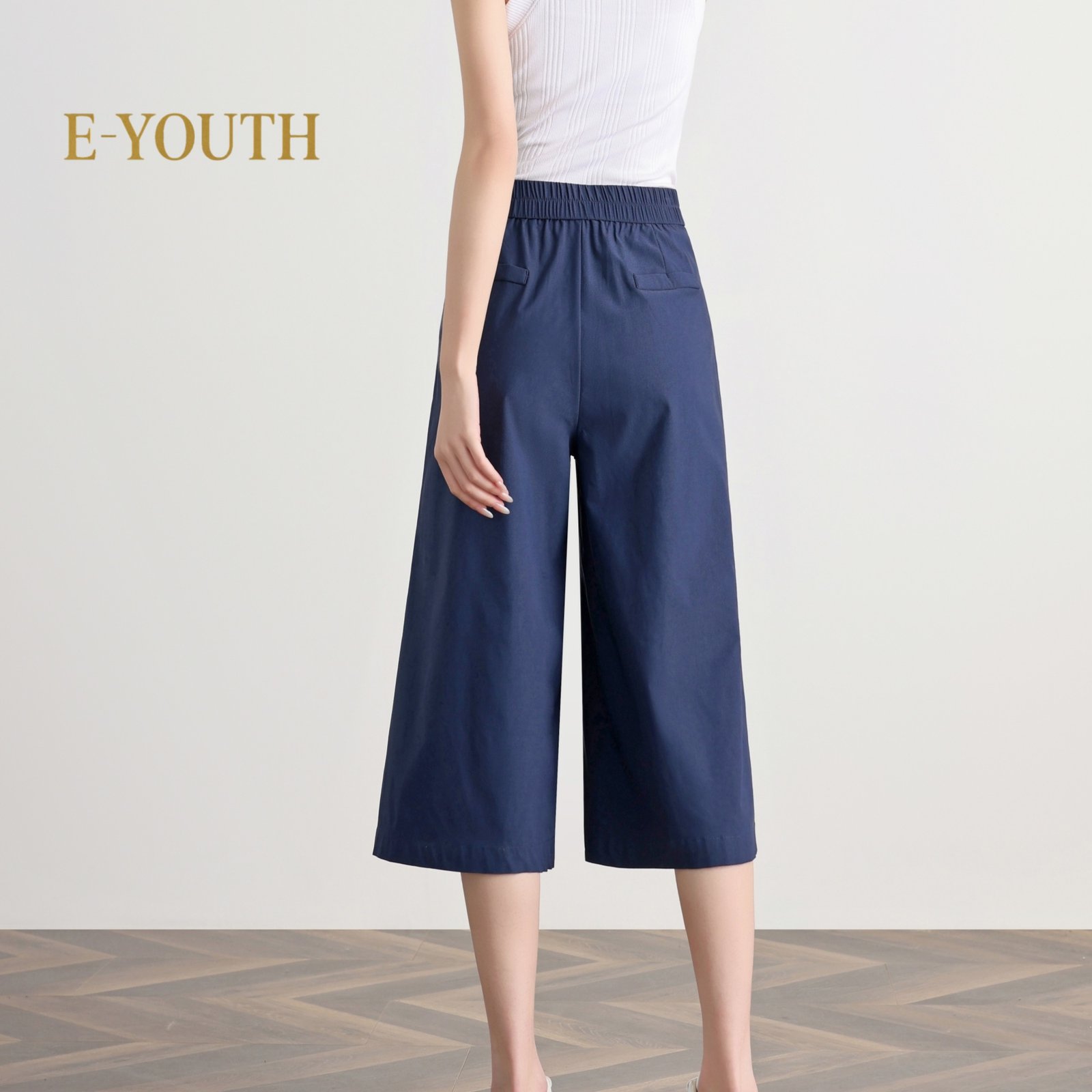 E-YOUTH 10123 Elegant Twill High Waist Culottes product detail 5