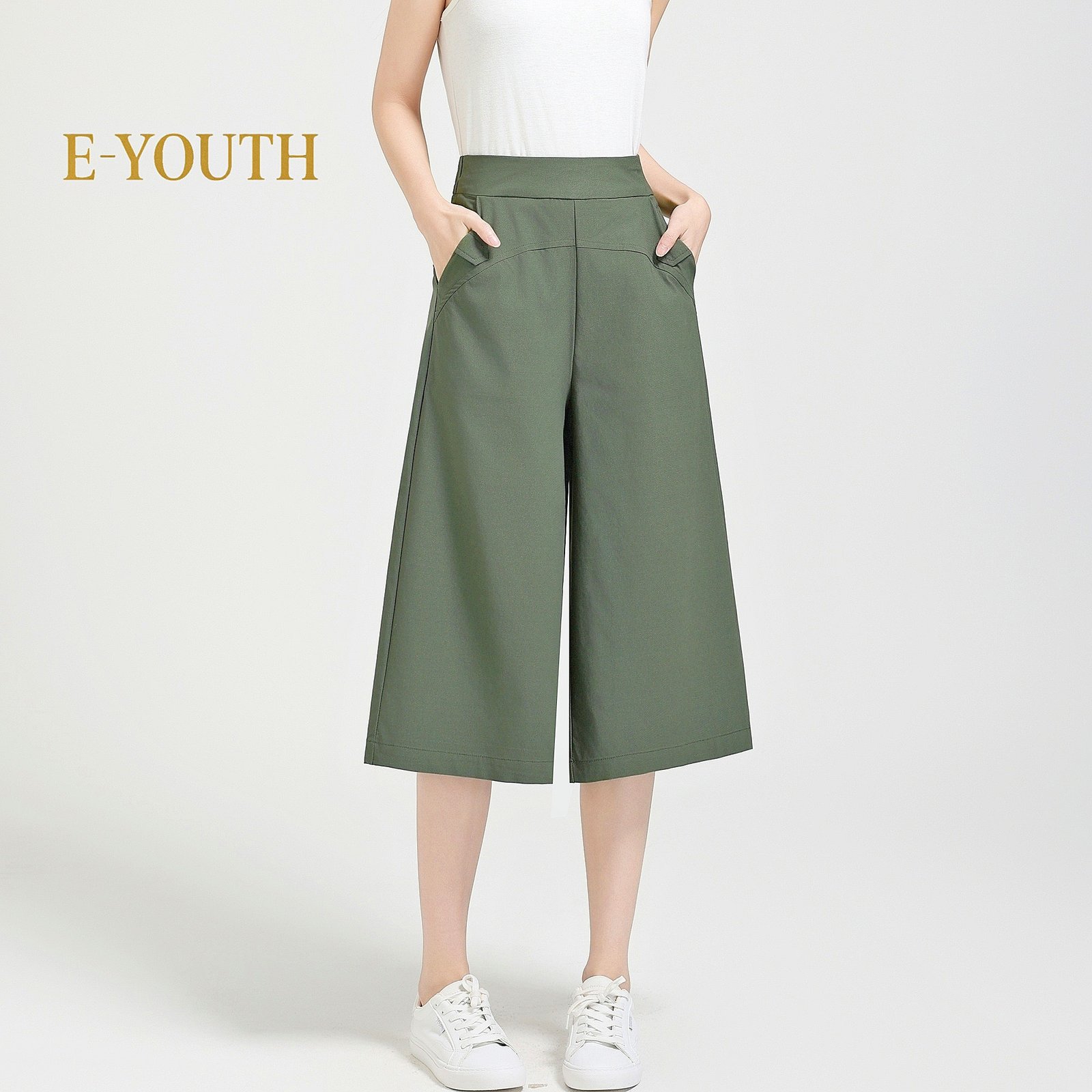 Eyouth 1096 Women Soft-Stretch Midi Culottes product detail 3