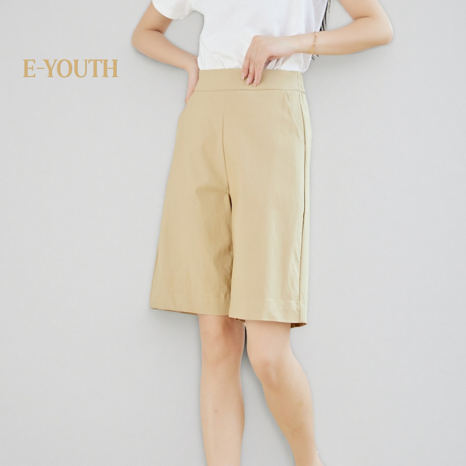 Eyouth 20158 Women Urban Chic Bermuda | high waist basic casual knee length ladies short pants product detail 1