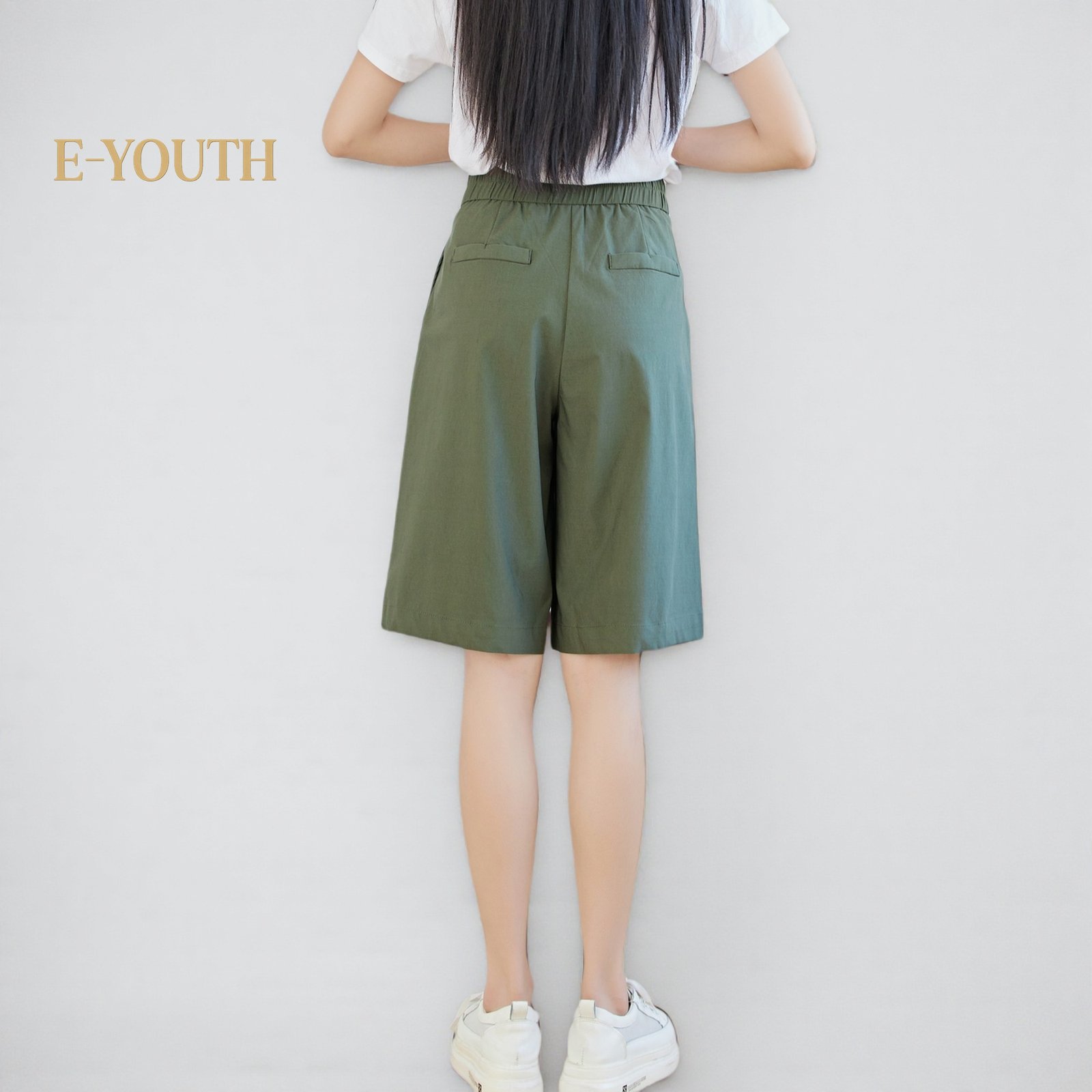 Eyouth 20161 Pleated A-Line Culottes Knee length ladies short pant product detail 7