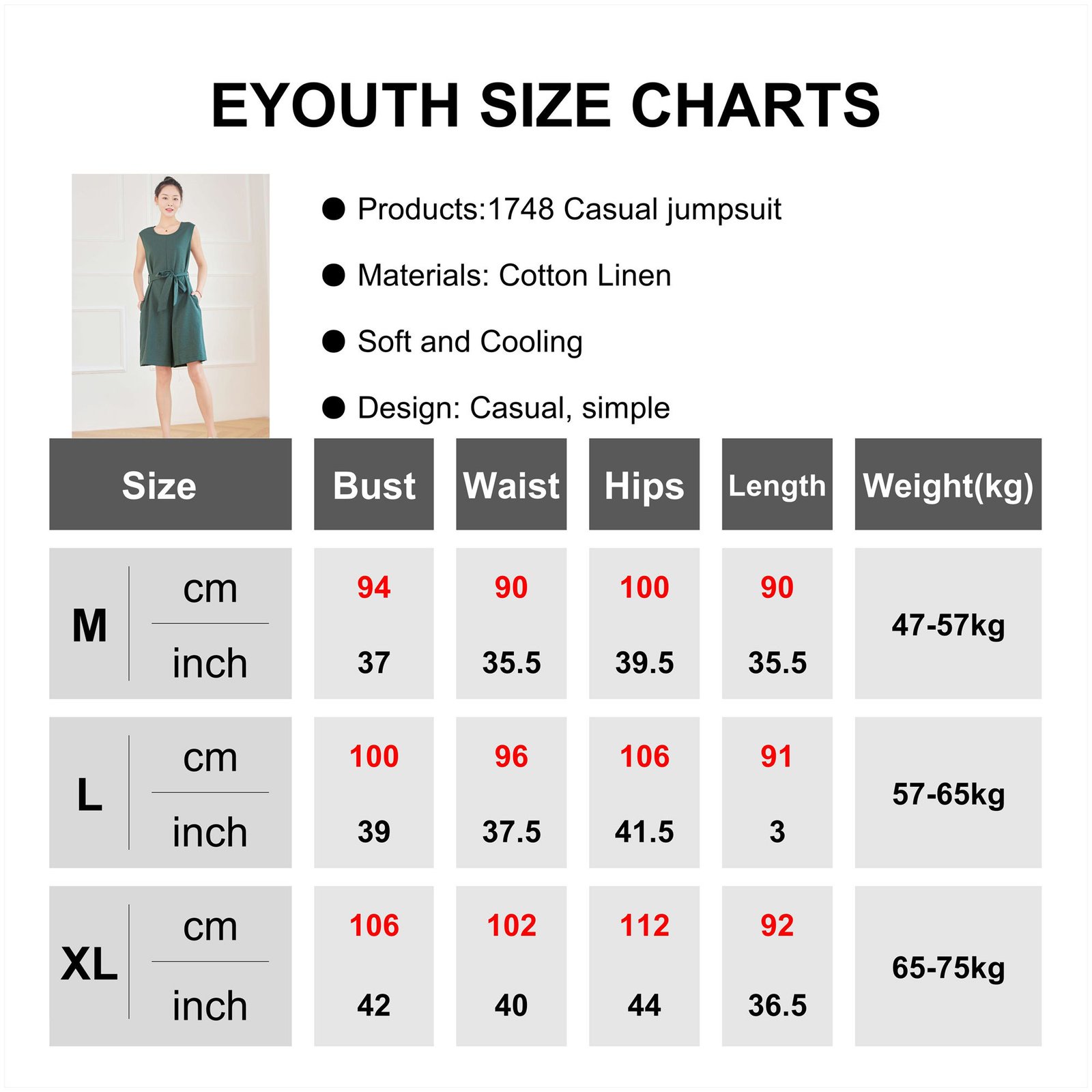 Eyouth 1748 Women Sleeveless jumpsuits romper suspenders loose fit Pockets belted cotton linen Jumpsuit