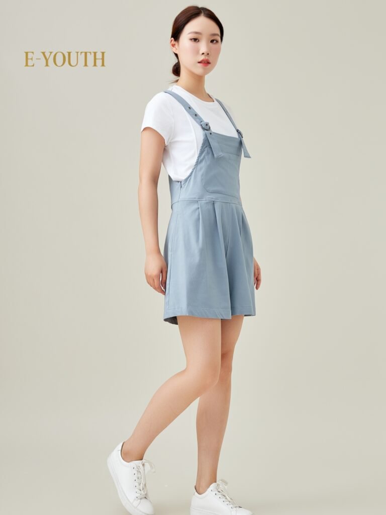 Eyouth 1520 Women Pleated Overall Shorts