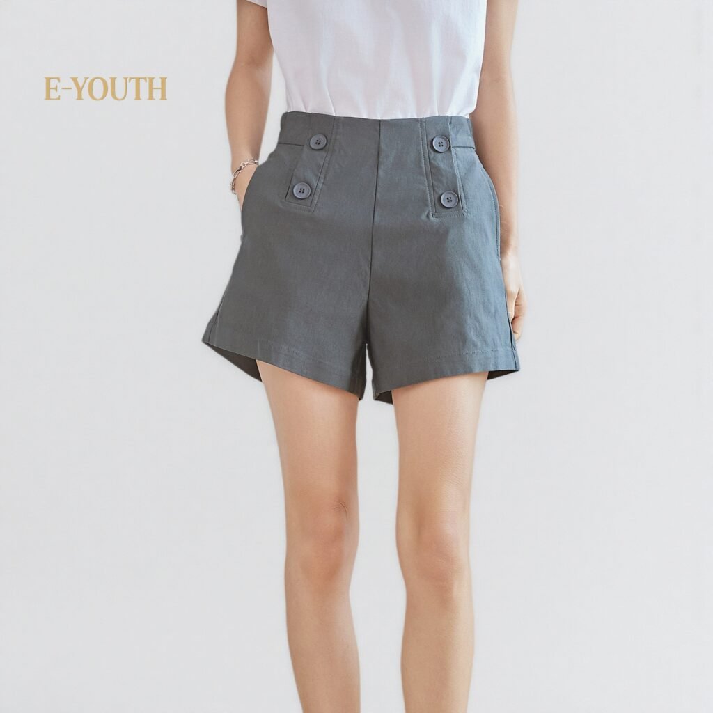 Eyouth 20201 Women Urban Buttoned High-Waist Shorts