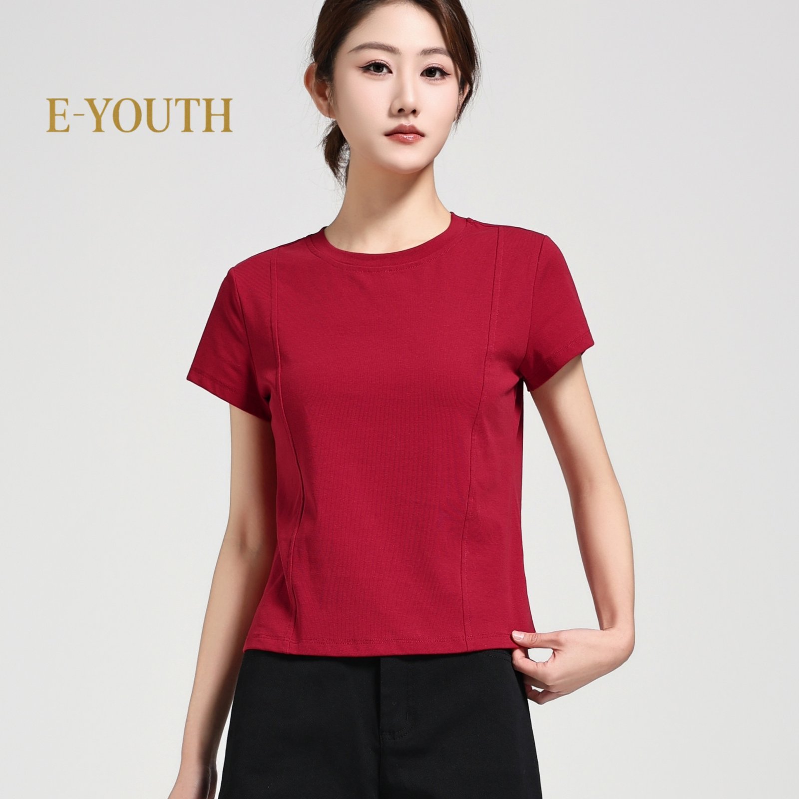 Eyouth 13111 Women Minimal Line Cotton Tee product detail 6