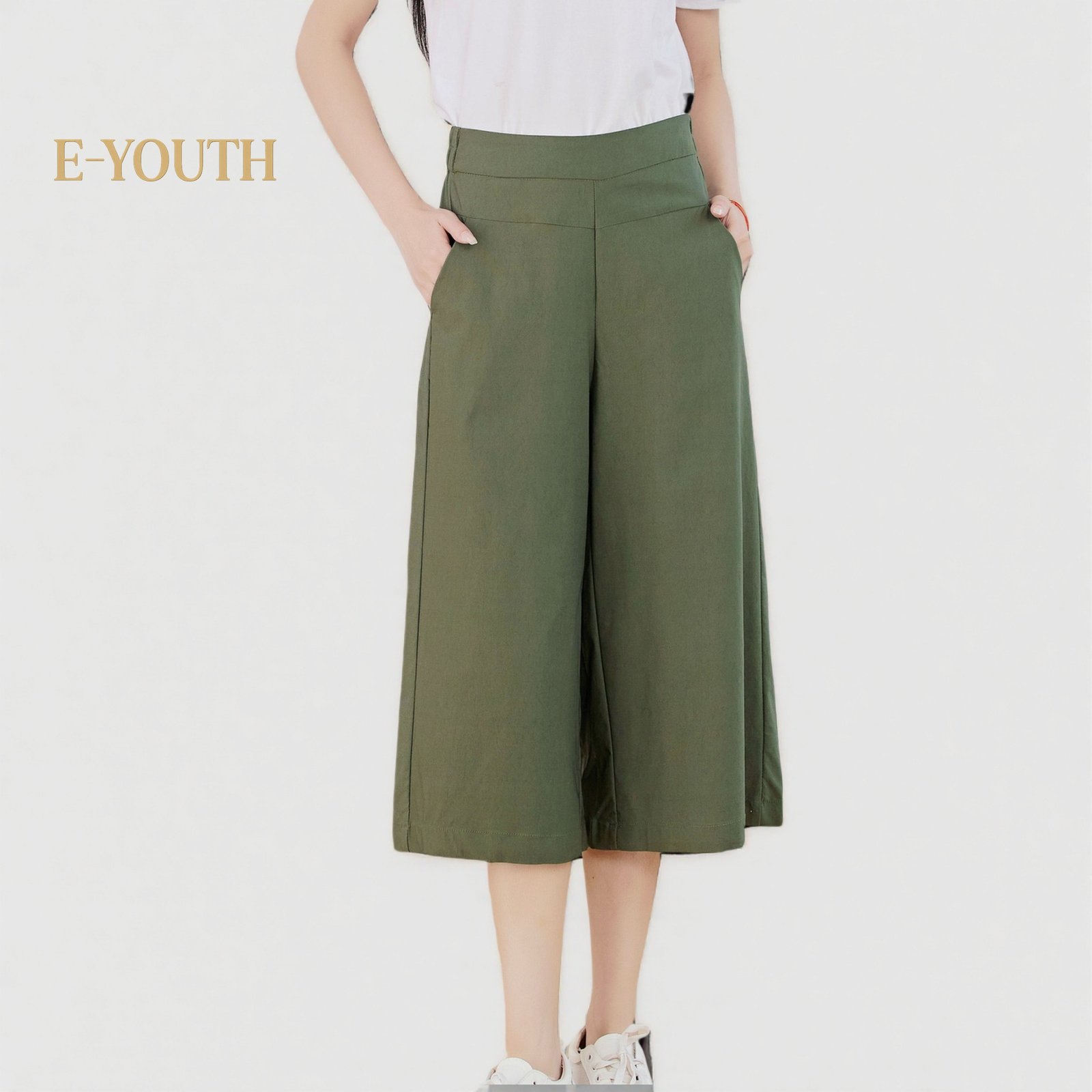E-YOUTH 10123 Elegant Twill High Waist Culottes product detail 6