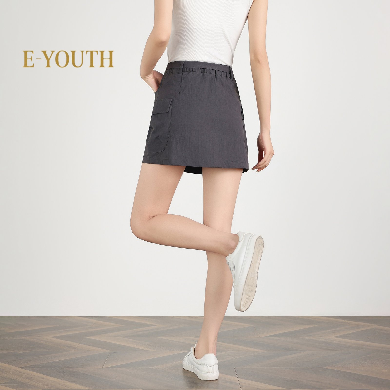 E-YOUTH 20238 Women Utility Belted Skirts product detail 2
