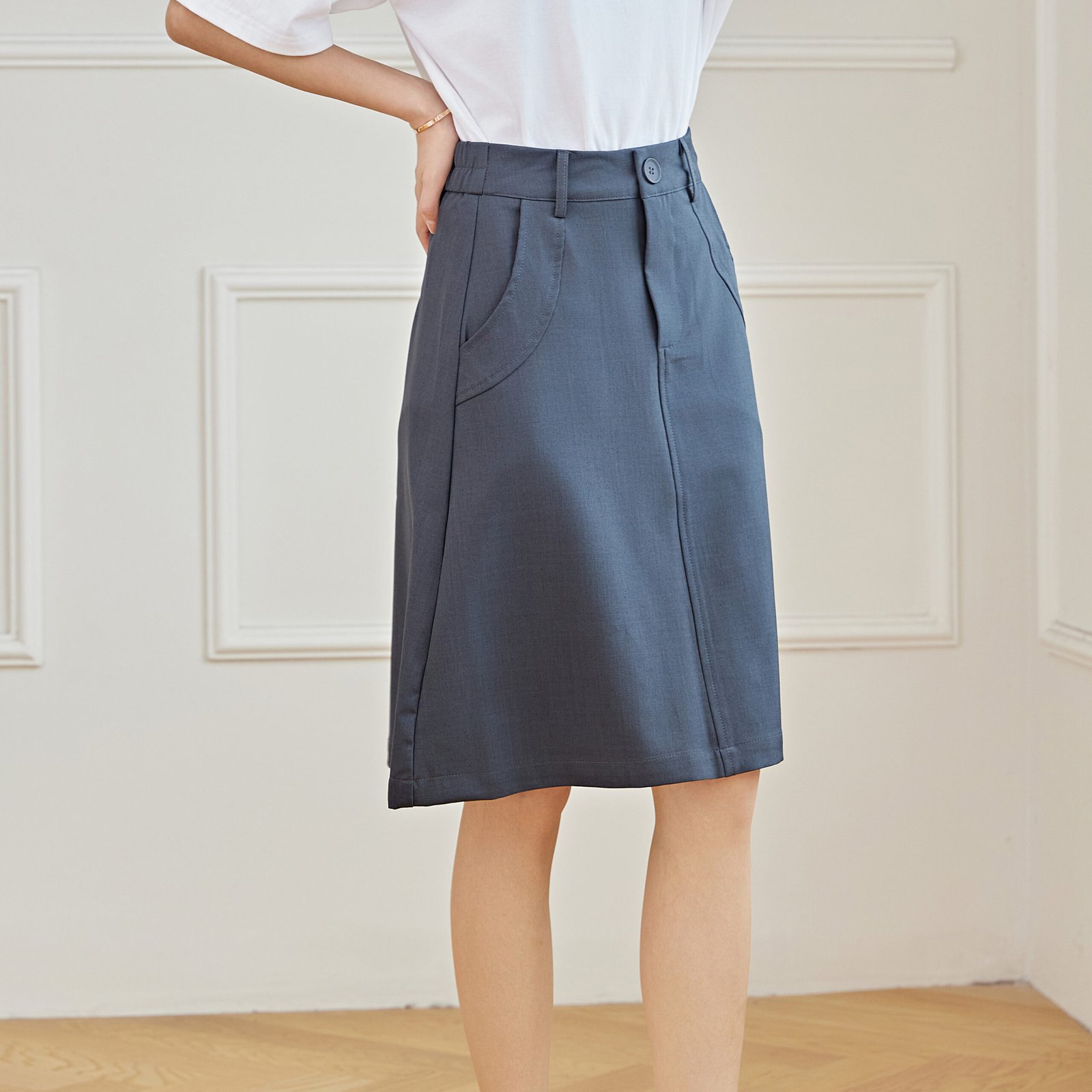 Eyouth 1956 women skirts high waist knee lenth A line skirts product detail 8
