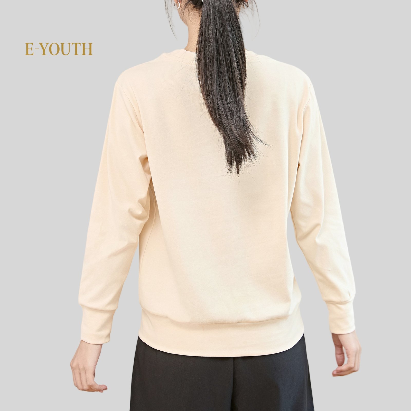 Eyouth 13105 Minimalist Cotton Pullover | Women Long Sleeve Basic Top product detail 5