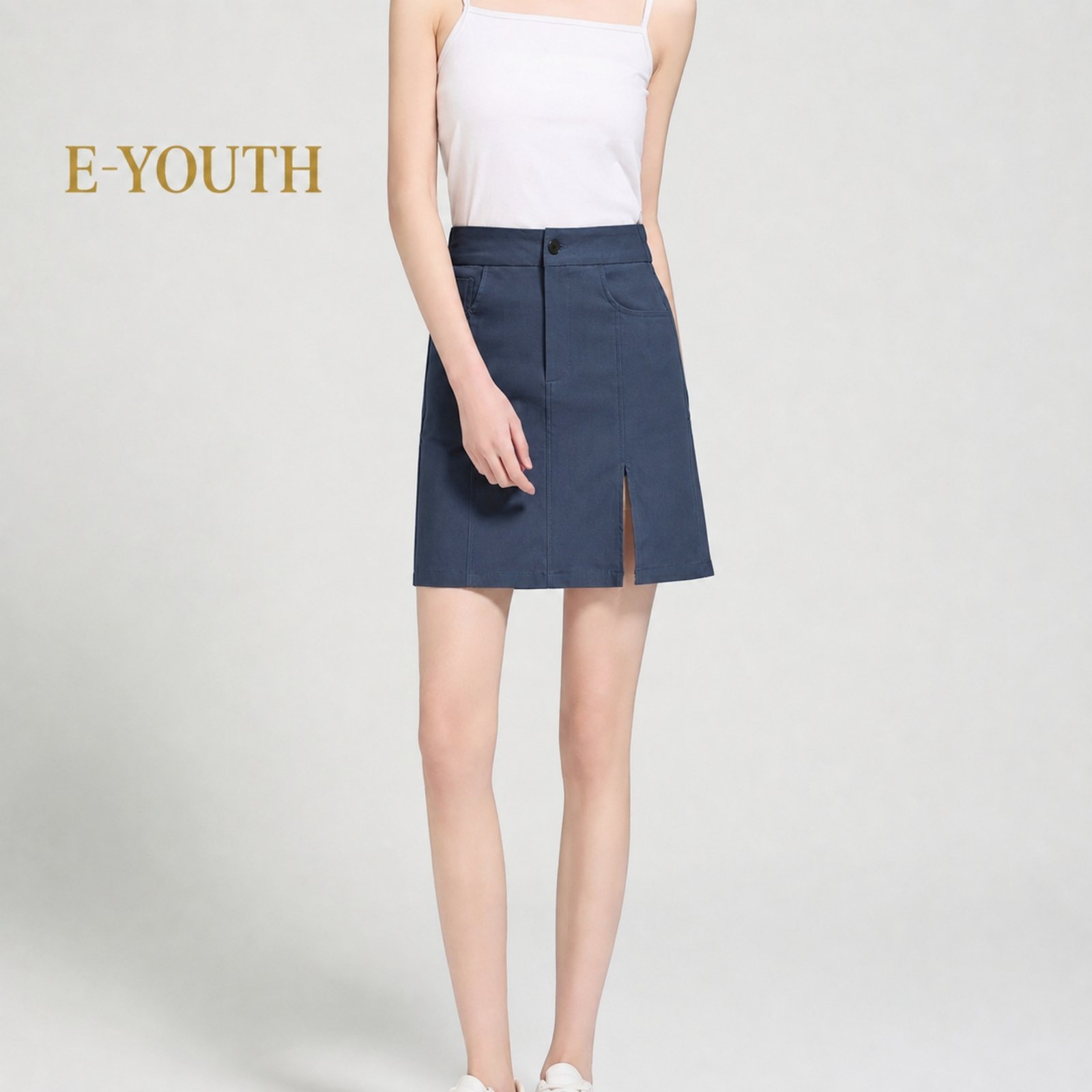 Eyouth 20147 Women Minimalist Front Slit A-Line Skirt