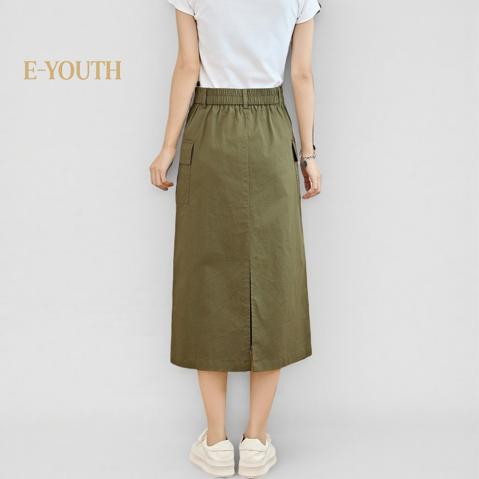 Eyouth 1958 Women Utility Pocket Midi Skirt cargo skirts for woman product detail 10