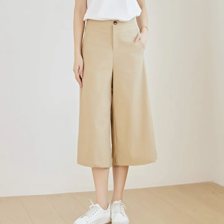 Eyouth 10113 women culottes 3/4 wide leg High Waist pants